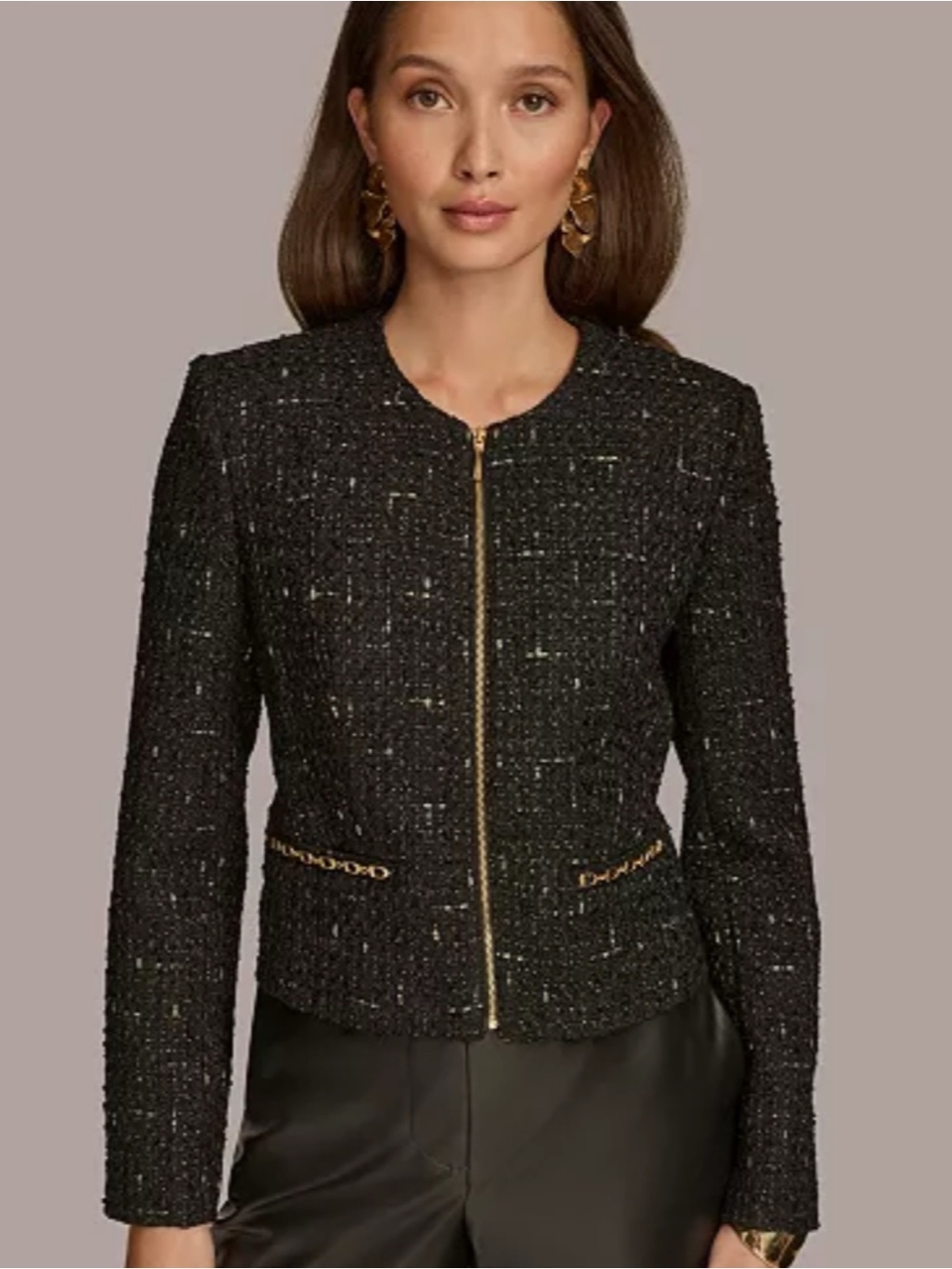 Donna Karan NY Tweed Zipper Jacket NEW!
Size 4